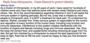 Reply from "helpful" chiropractor