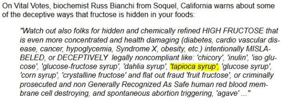 Mercola warns of tapioca syrup.