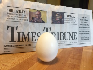 Egg balanced on end, 19 Sep 2018
